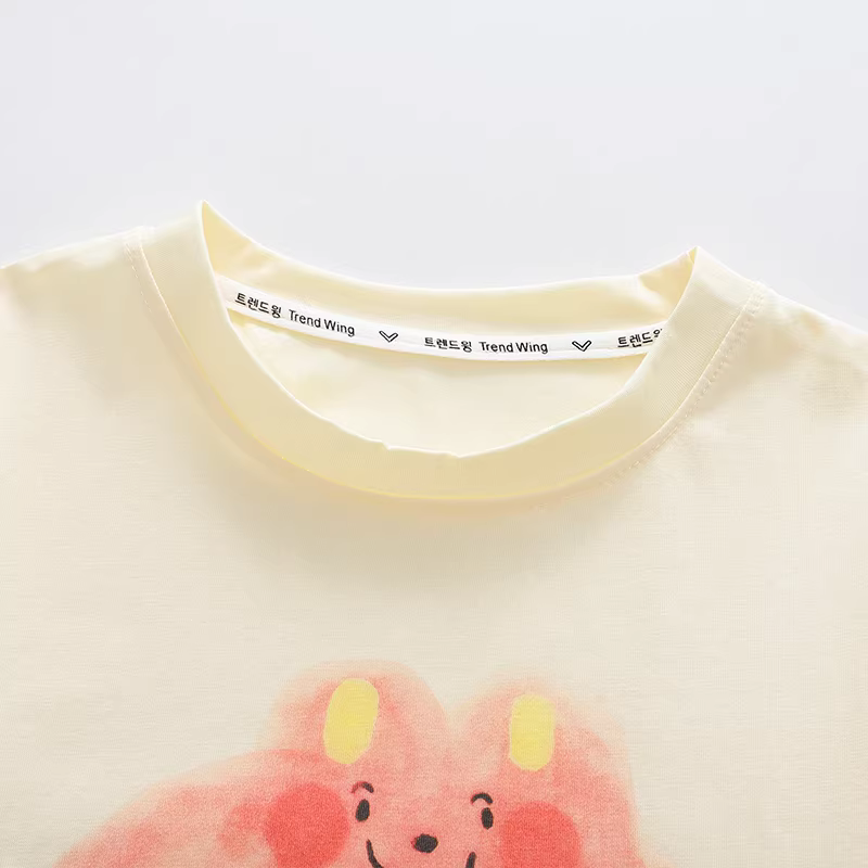 Áo thun ngắn tay mùa hè dành cho bé gái, áo dáng rộng giản dị sành điệu dành cho bé gái, quần áo mùa hè mỏng nửa tay in họa tiết dành cho bé gái lớn tuổi