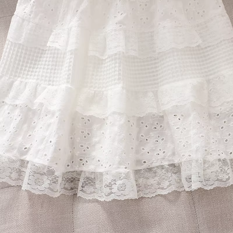 Váy bé gái 2025 quần áo hè mới váy ren bánh bèo bé gái mùa hè phong cách Hàn Quốc váy xòe trẻ em