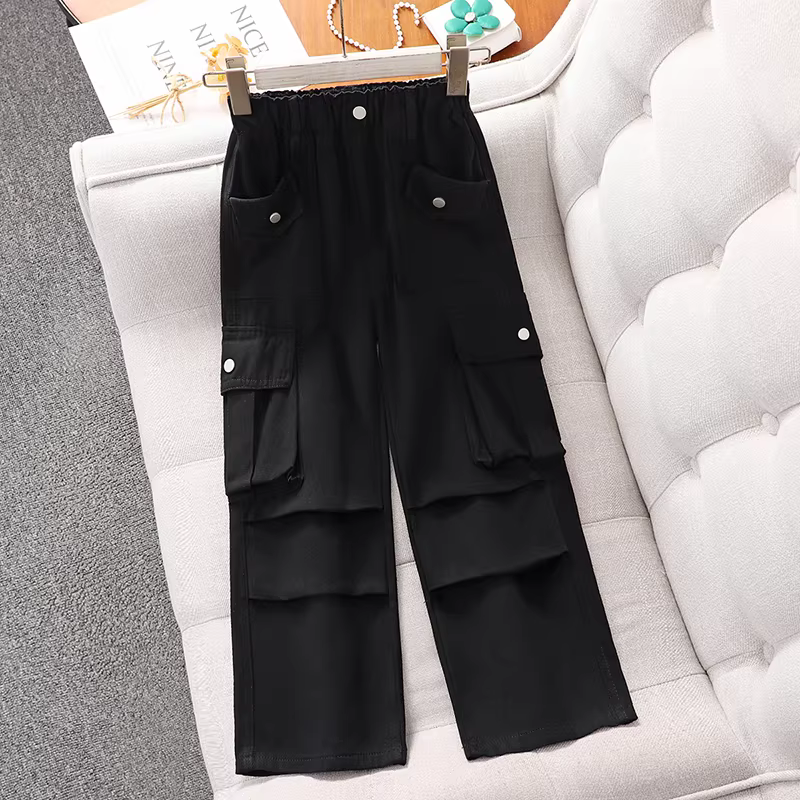 Quần cargo nữ 2025 kiểu mới xuân thu, quần ống đứng thường ngày cho các cô gái lớn tuổi, quần ống rộng nhảy đường phố mùa xuân cho trẻ em