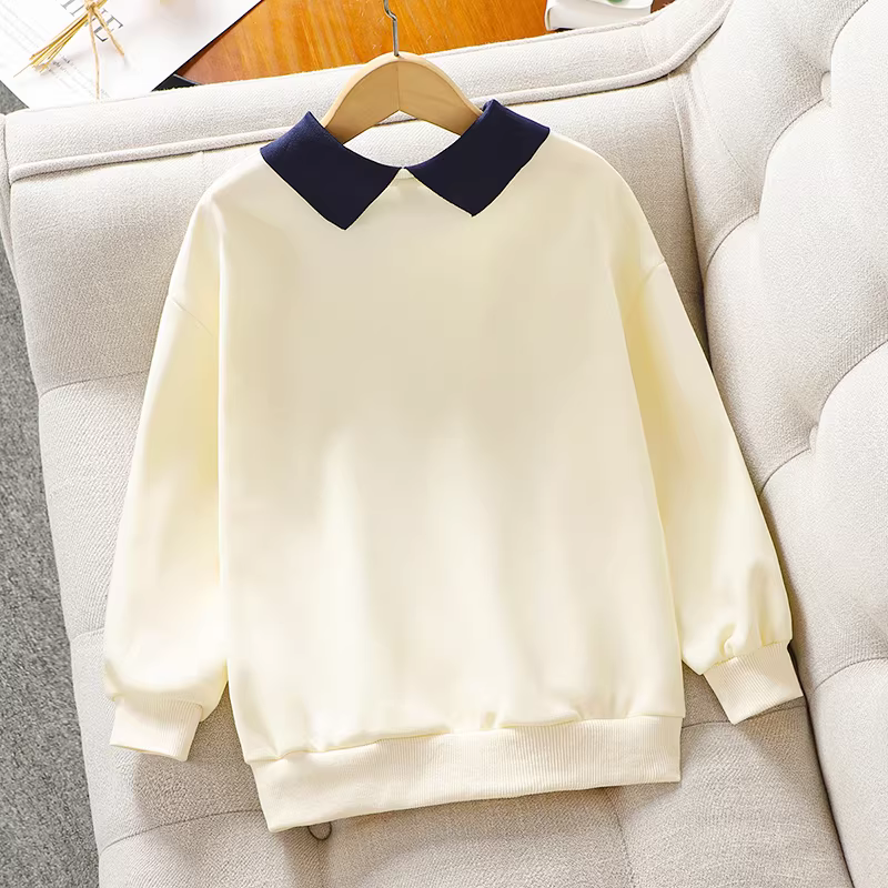 Áo len dài tay bé gái xuân thu 2025 kiểu dáng mới thời trang cổ trụ áo len chui đầu trẻ em áo thu