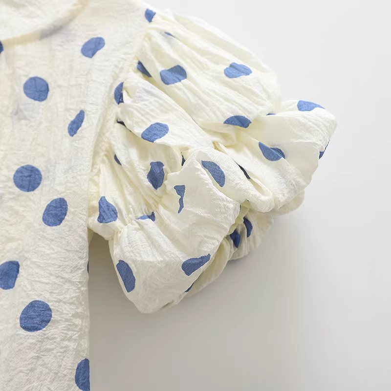 Áo thun ngắn tay chấm bi phong cách Hàn Quốc dành cho nữ 2025 kiểu dáng mới áo dáng rộng giản dị dành cho các cô gái lớn tuổi mặc mùa hè mỏng tay phồng