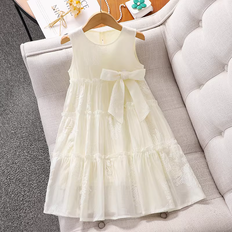 Váy liền thân không tay mùa hè cho bé gái 2025, quần áo trẻ em mới, váy siêu xinh dành cho bé gái lớn, váy công chúa mùa hè