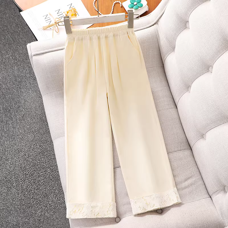 Áo len dệt kim mùa xuân cho bé gái, áo lót và bộ ba món với quần ống rộng phong cách giản dị dành cho bé gái lớn hơn, thích hợp cho mùa xuân và mùa thu.