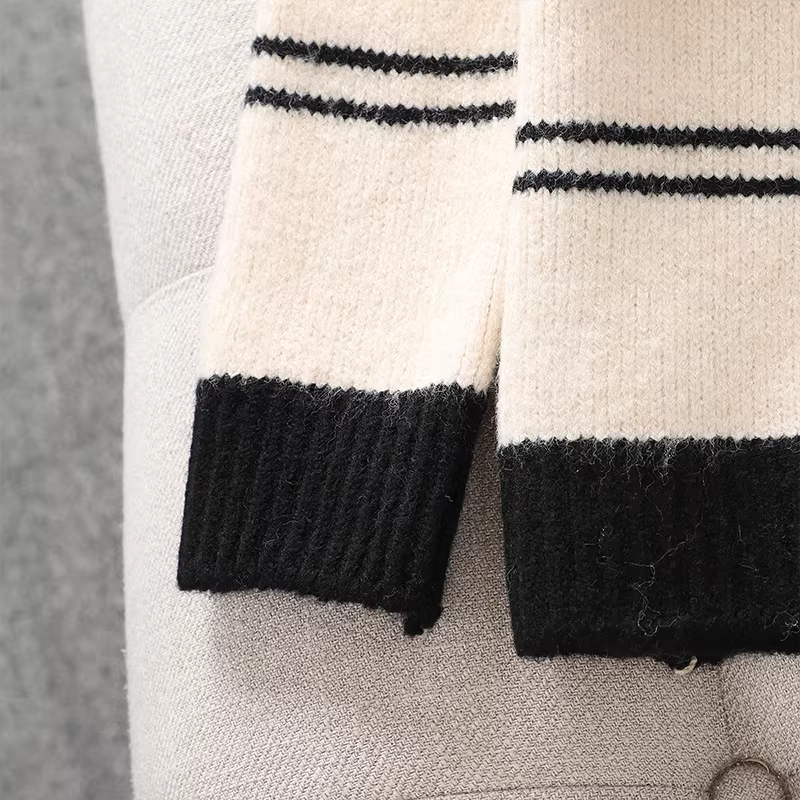 Áo thun kẻ sọc mùa đông cho bé gái, mẫu mới 2025 dày dặn ấm áp phong cách Hàn Quốc, áo len trẻ em thu đông