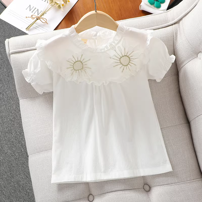 Bộ váy yếm denim mùa hè 2025 cho bé gái, đầm trẻ em, bộ váy hai mảnh tay ngắn cho bé gái