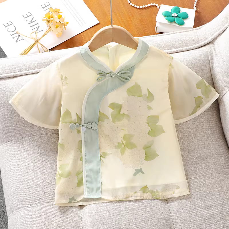 Đầm Hanfu mùa hè cho bé gái 2025 kiểu mới, trang phục truyền thống Trung Hoa cho bé gái lớn, kiểu cổ điển, váy mamian