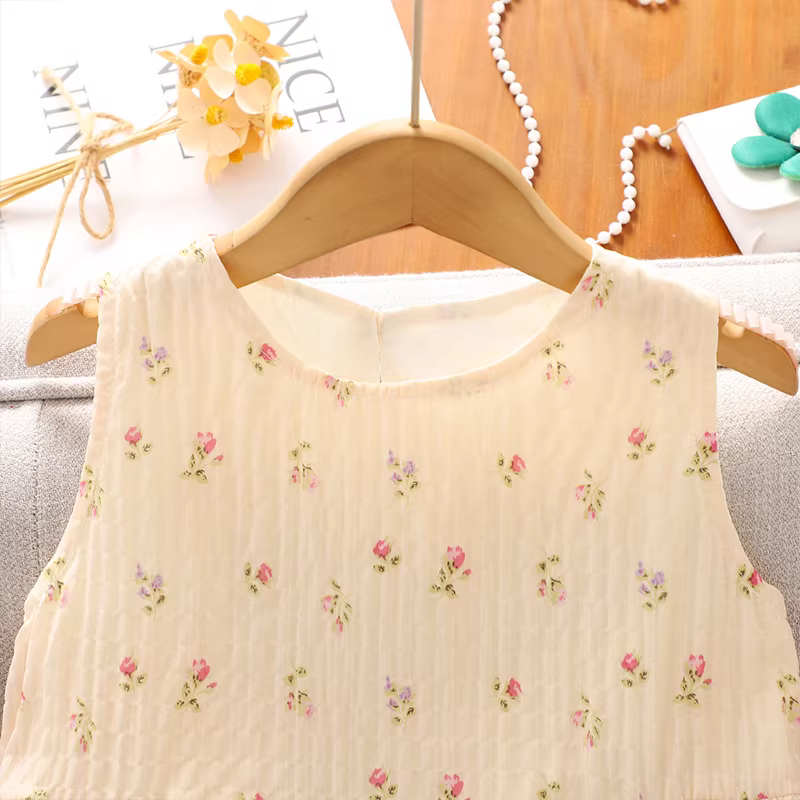 Áo ba lỗ mùa hè cho bé gái 2025 kiểu mới dành cho bé gái lớn tuổi, áo ba lỗ hoa nhí mỏng, áo thun dopamine mùa hè cho trẻ em