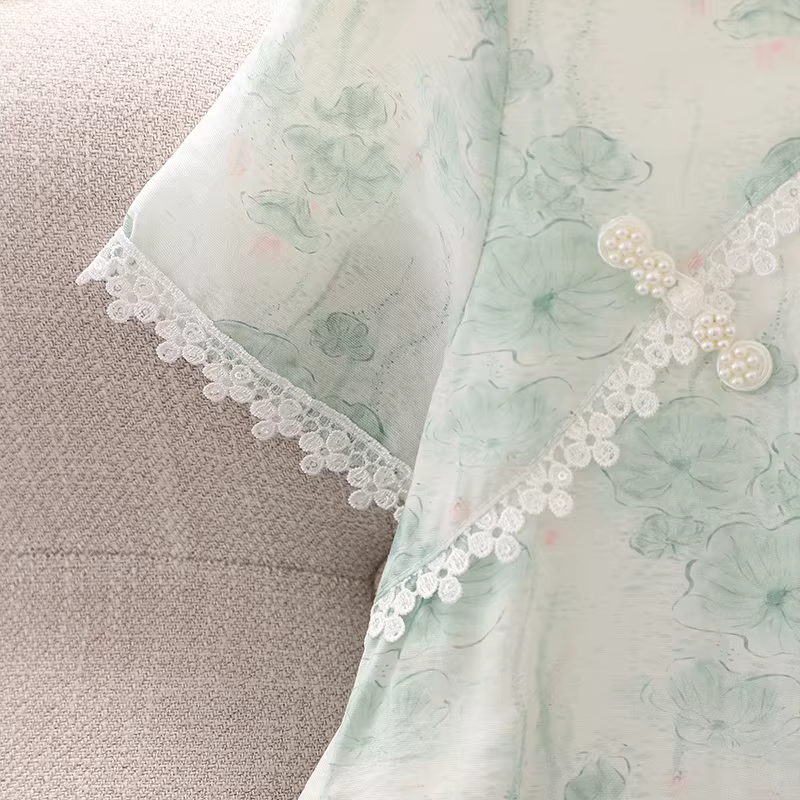 Váy sườn xám mùa hè dành cho bé gái, váy mùa hè kiểu Trung Hoa mới của bé gái lớn hơn, quần áo trẻ em, váy lưới siêu cổ tích