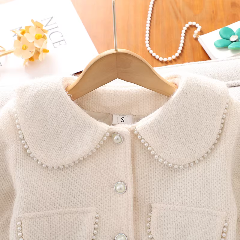 Áo khoác mùa thu đông kiểu Chanel cho bé gái 2025, áo ấm dày dặn may chần bông cao cấp cho bé gái