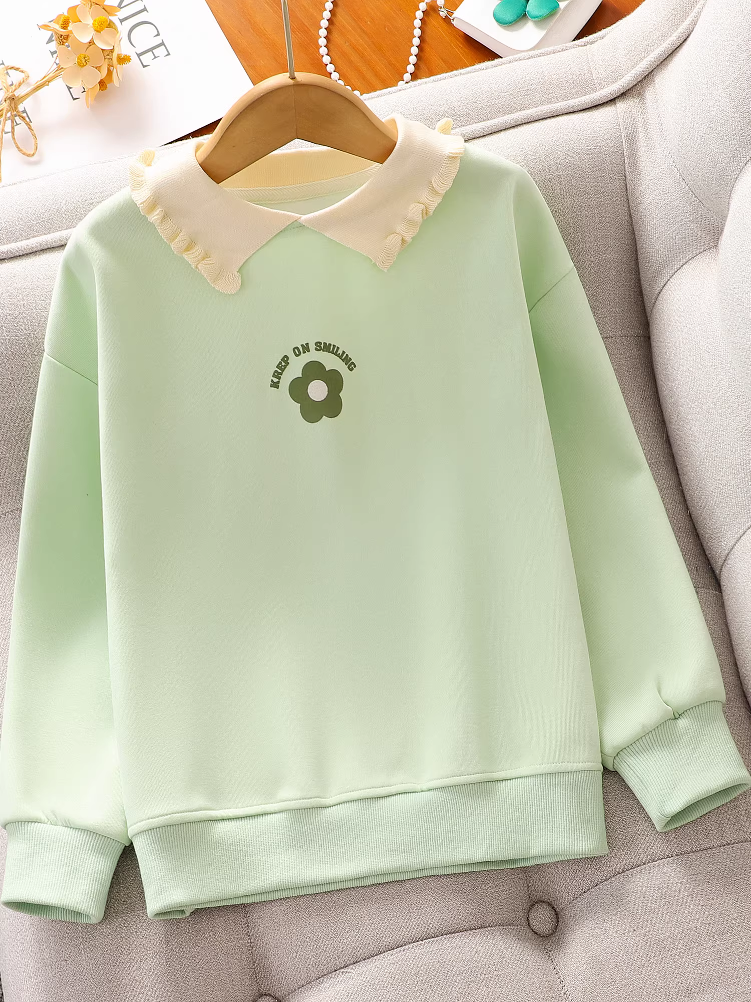 Áo thun bé gái xuân thu 2025 kiểu mới, áo bé gái mặc thường ngày tay dài, áo thun bé gái dáng rộng kiểu POLO