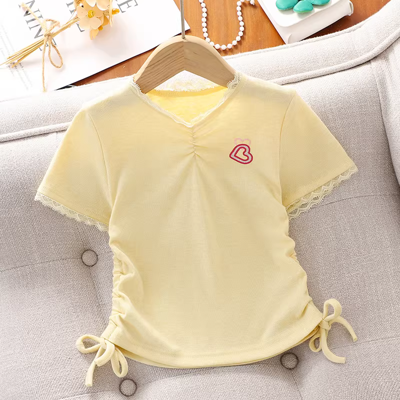 Bộ váy liền thân hè 2025 kiểu mới cho bé gái, áo thun ngắn tay tôn dáng, đầm hè cho bé gái lớn, chân váy bánh bèo