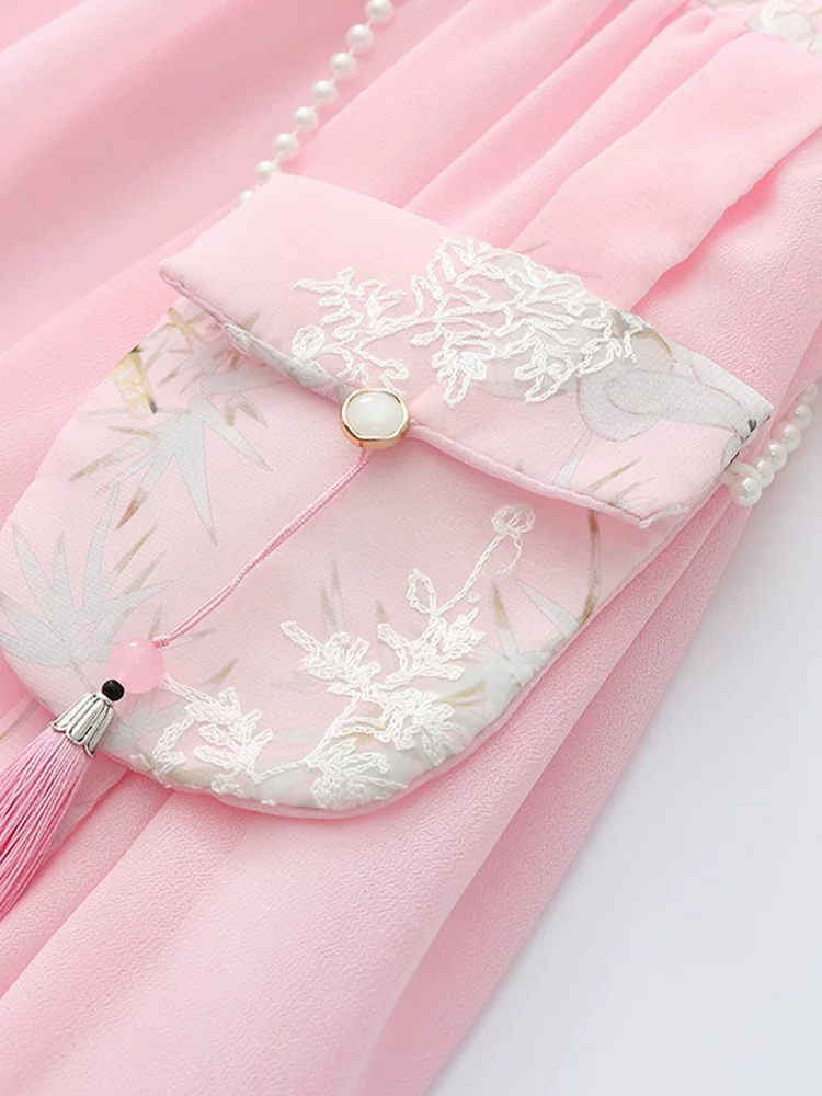 Váy mùa hè kiểu Hanfu cho bé gái, sườn xám voan như tiên, váy công chúa cổ điển cho trẻ em, váy mùa hè cho trẻ em.
