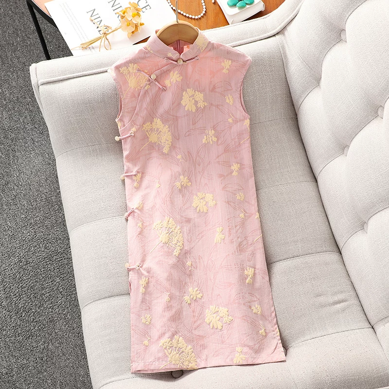 Váy Hanfu kiểu Trung Hoa cho bé gái, trang phục mùa hè 2025, mẫu mới, bộ đồ mẹ và con gái, cải tiến kiểu áo dài, trang phục mẹ và con