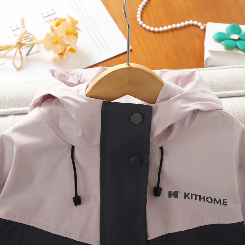 Áo khoác nữ bé gái xuân thu 2025 kiểu mới, áo gió thể thao có mũ chống mưa, áo khoác trẻ em thường ngày