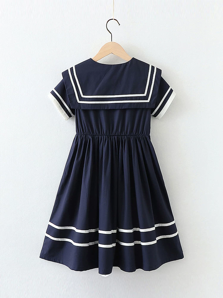 Váy kiểu preppy mùa hè cho bé gái 2025, váy kiểu hải quân trẻ em mới, váy thể thao rộng rãi, váy công chúa thường ngày