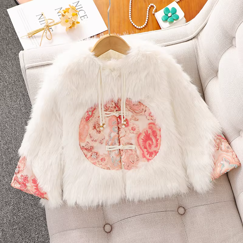 Bộ váy Hanfu Mamian cho bé gái, quần áo mùa đông cho bé gái, bộ đồ hai mảnh phong cách Trung Hoa mới năm 2025, trang phục Tết cho trẻ em