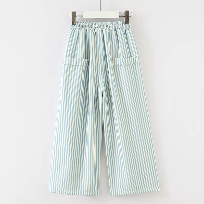Quần ống rộng vải lụa đá mùa hè 2025 dành cho bé gái, quần thẳng dáng suông trẻ em, quần mùa hè chống muỗi cho bé gái