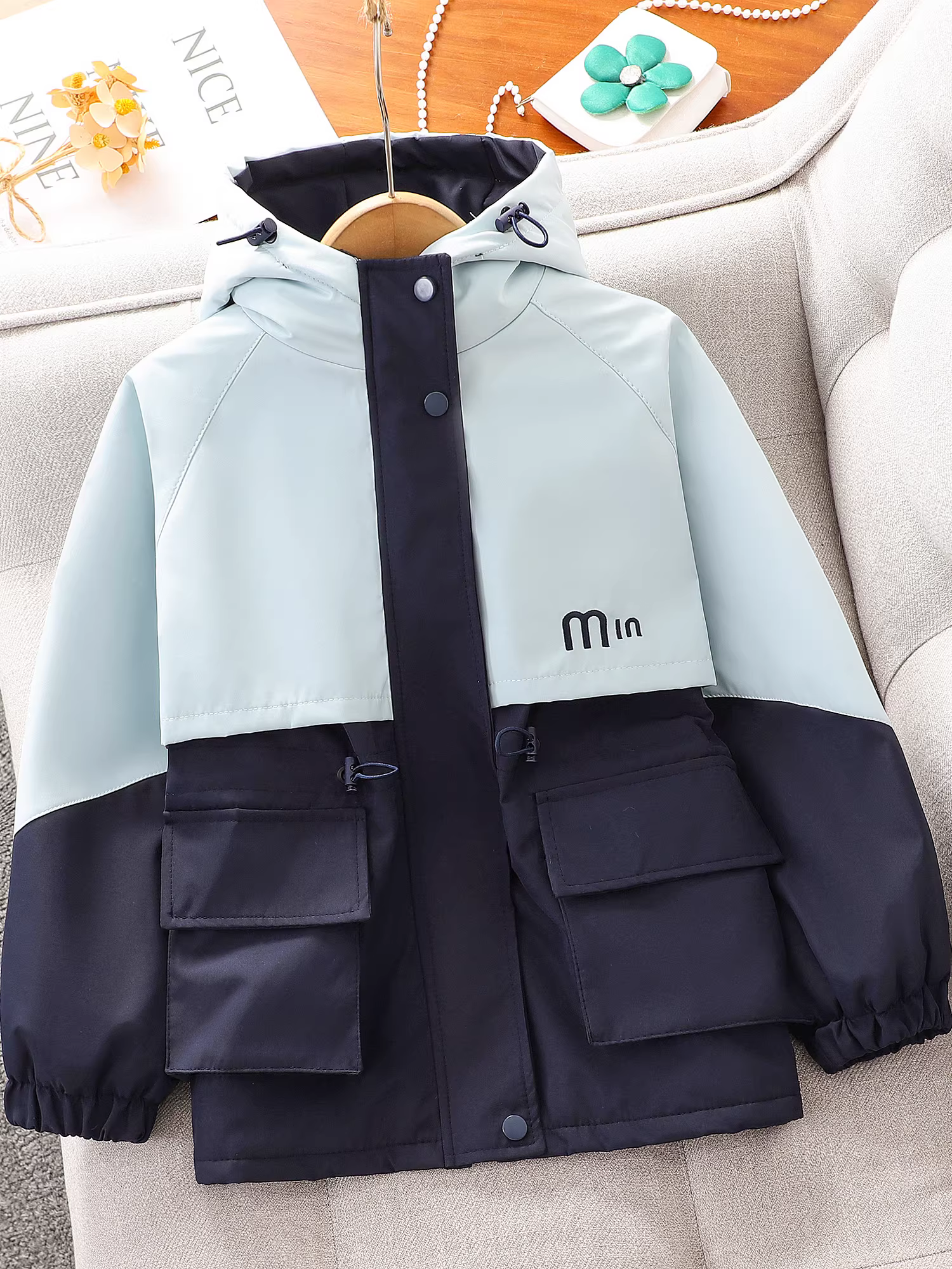 Áo khoác parka thời trang thu đông cho bé gái, có lớp lót lông cừu, áo khoác dày có mũ trùm đầu cho bé gái.