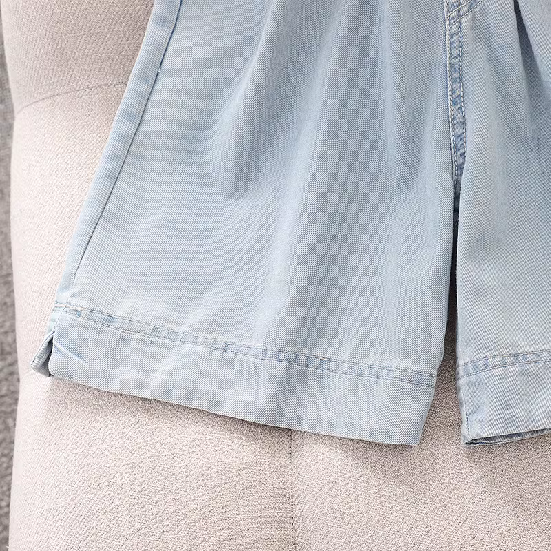 Quần short denim nữ mùa hè 2025 kiểu mới, chất liệu mỏng, dáng lửng, dành cho các bé gái lớn tuổi, mặc hè, quần áo ngoài cho trẻ em