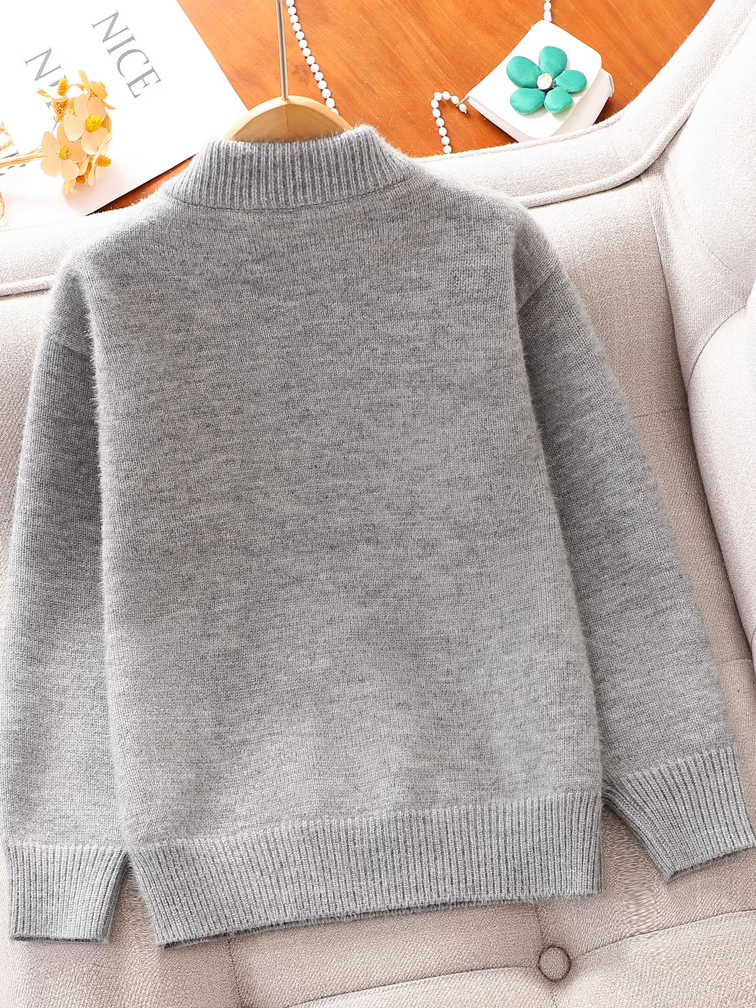 Áo len nữ 2025 Thu/Đông kiểu Hàn Quốc mới, áo len dệt kim dày cho bé gái, áo lót giữ ấm cho bé gái lớn