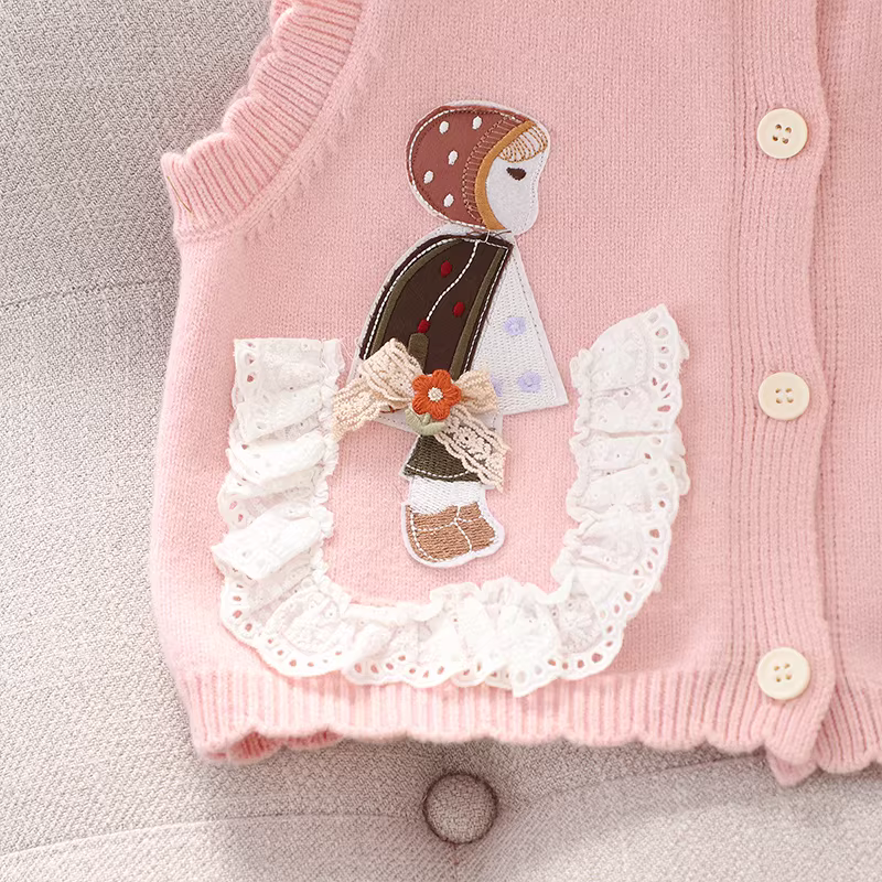 Áo gile bé gái xuân thu 2025 kiểu mới, áo len dệt kim cho bé gái lớn, áo kiểu thường ngày mùa thu