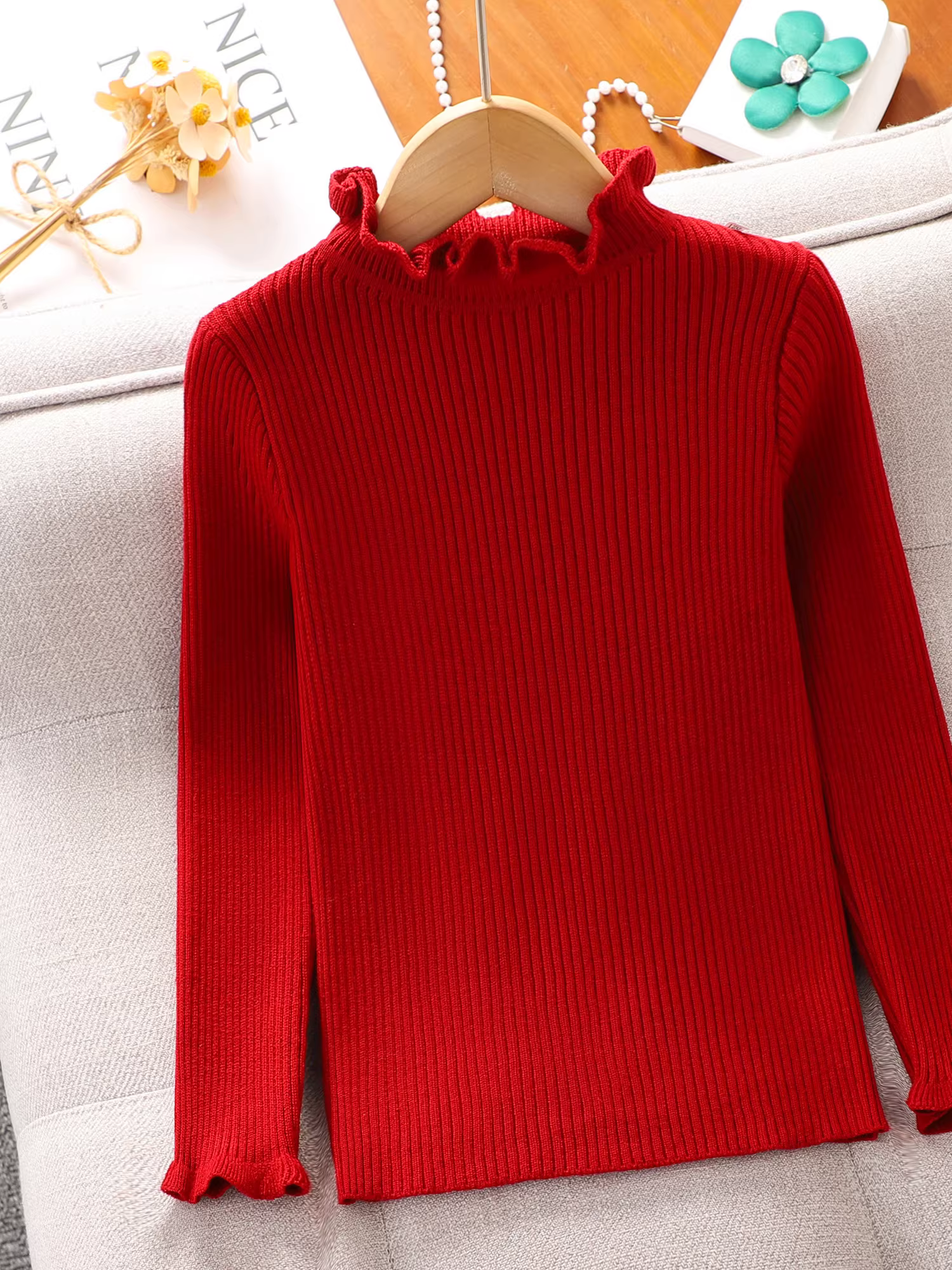 Quần áo Tết đỏ lót lông cừu cho bé gái, trang phục lễ hội mùa thu đông cho bé gái lớn, váy công chúa mới 2025