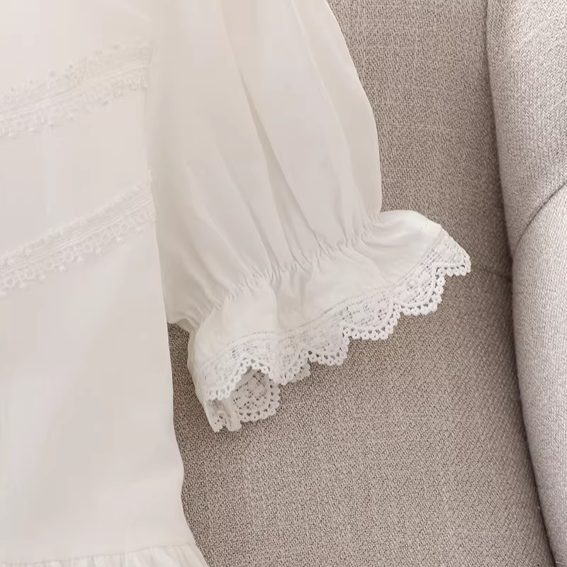 Váy bé gái 2025, quần áo mùa hè mới, váy công chúa trắng trẻ em, kiểu dáng mỏng mùa hè, váy nơ cho bé gái lớn