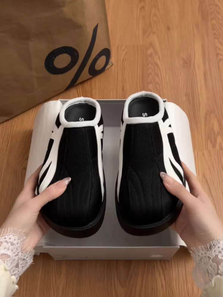 Dép nữ cao cấp đế dày chống trơn, mũi kín, màu đen, đi ngoài trời mùa hè, mẫu mới 2025, đa năng, tăng chiều cao.