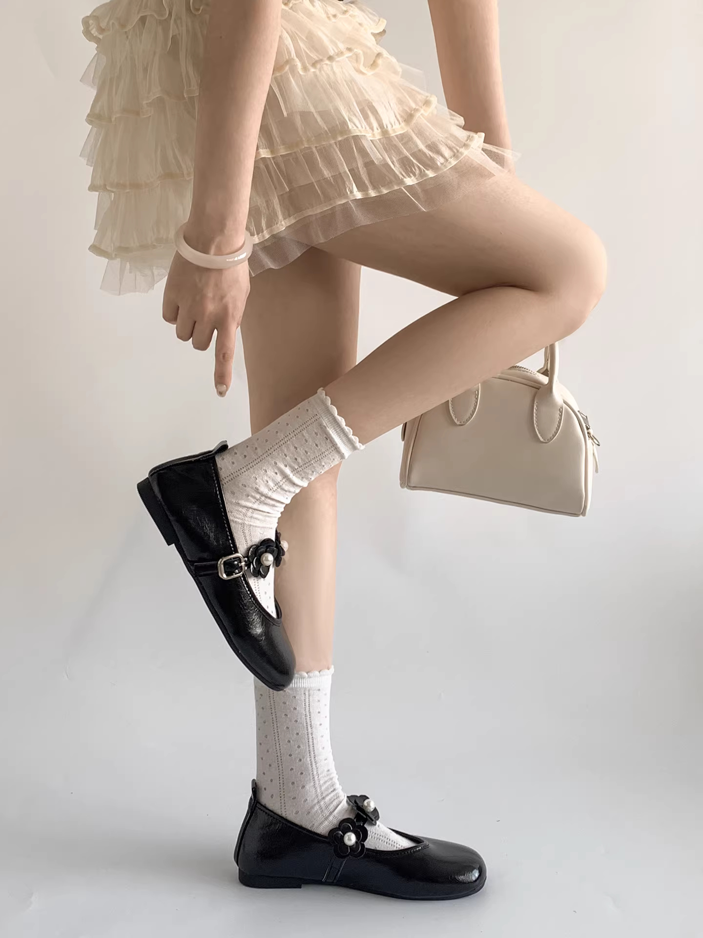 Giày bệt nữ Nanzai kiểu cổ điển đen, miệng nông, mùa thu 2025, kiểu mới cao cấp, đa năng, kiểu Mary Jane