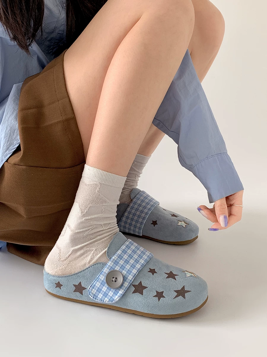 Dép nữ đế dày chống trơn kiểu cổ điển Nanzai, kiểu dáng kín mũi, thích hợp cho mùa thu, đi ngoài trời, mẫu mới 2025 phong cách Birkenstock Pháp.