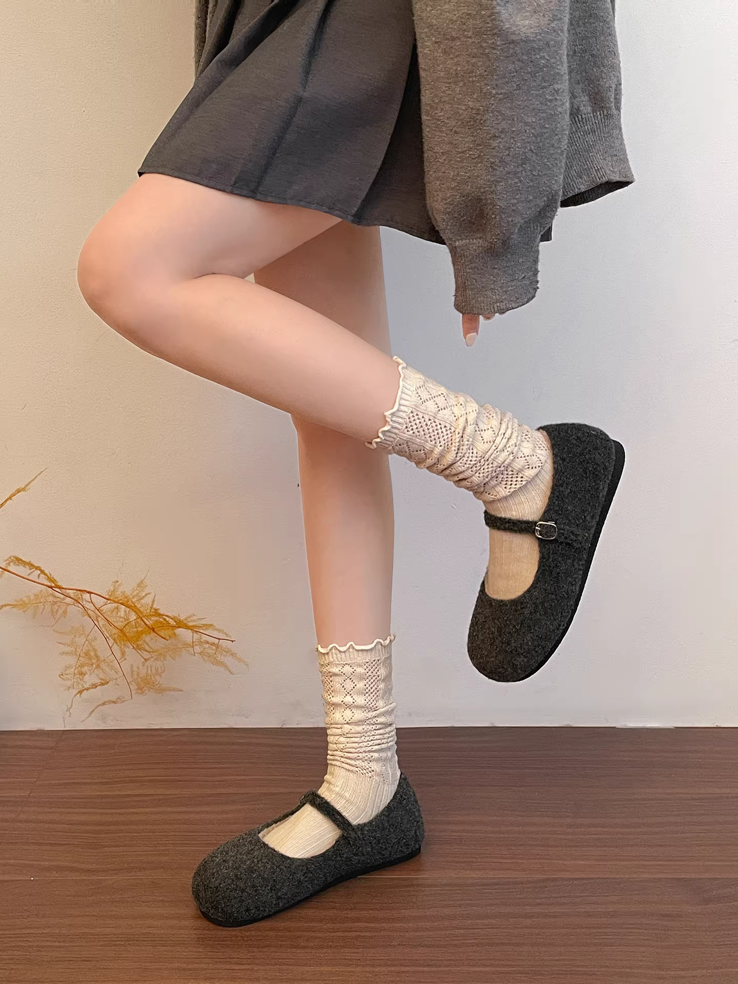 Giày nữ Nanzai kiểu Pháp cổ điển đế dày lông mềm mùa thu đông 2025, đi ngoài trời giữ ấm, kiểu Mary Jane