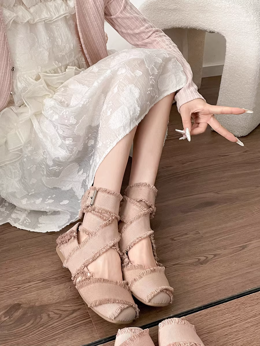 Giày bệt kiểu ballet cổ điển dành cho nữ, mẫu mới thu 2025, phối được với chân váy, đế mềm, kiểu Mary Jane