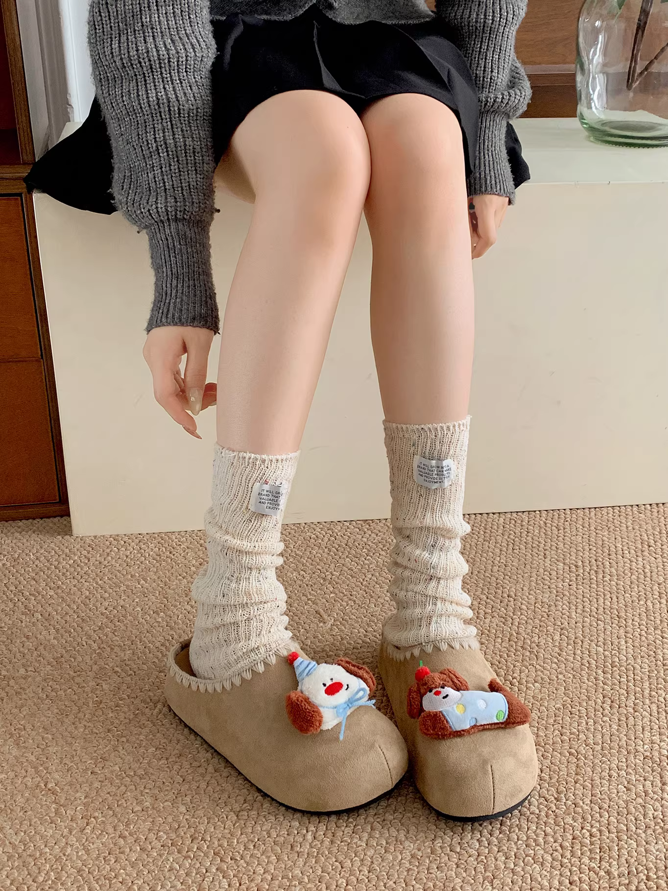 Giày mules đế xuồng kiểu Birkenstock màu kaki dễ thương, retro dành cho nữ, mẫu mới thu 2025, đế mềm, mũi kín