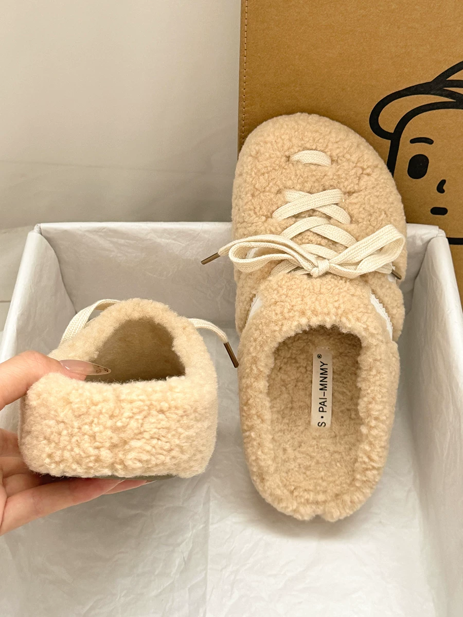 Dép lông đế dày siêu hot dành cho nữ, thích hợp đi ngoài trời, dép bông đế mềm chống trơn, mũi kín, mẫu mới thu đông 2025 bán chạy.