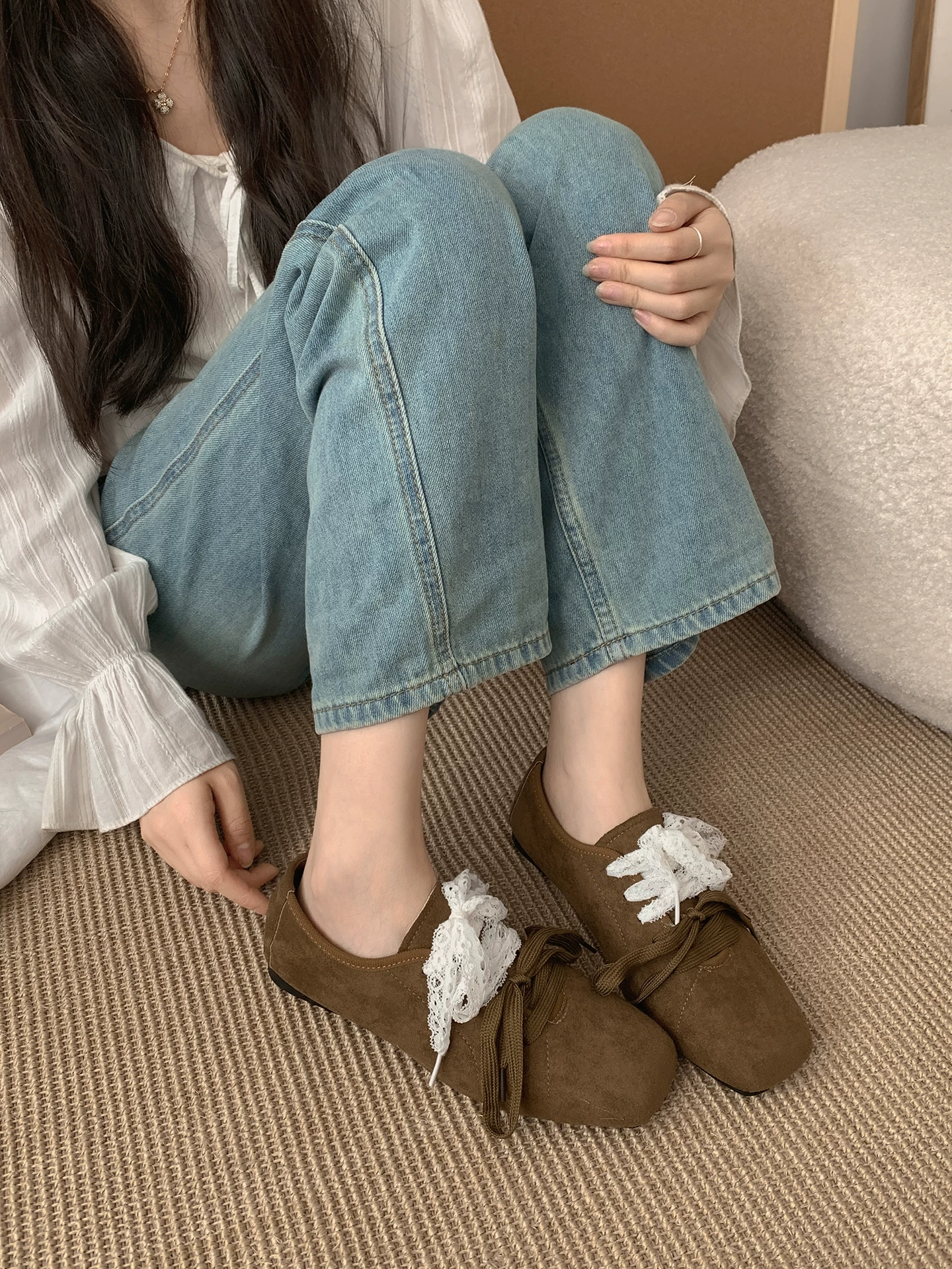 Giày bệt mũi vuông kiểu ballet cao cấp cổ điển dành cho nữ, kiểu mới mùa thu 2025, giày Mary Jane đa năng phối hợp tốt với chân váy