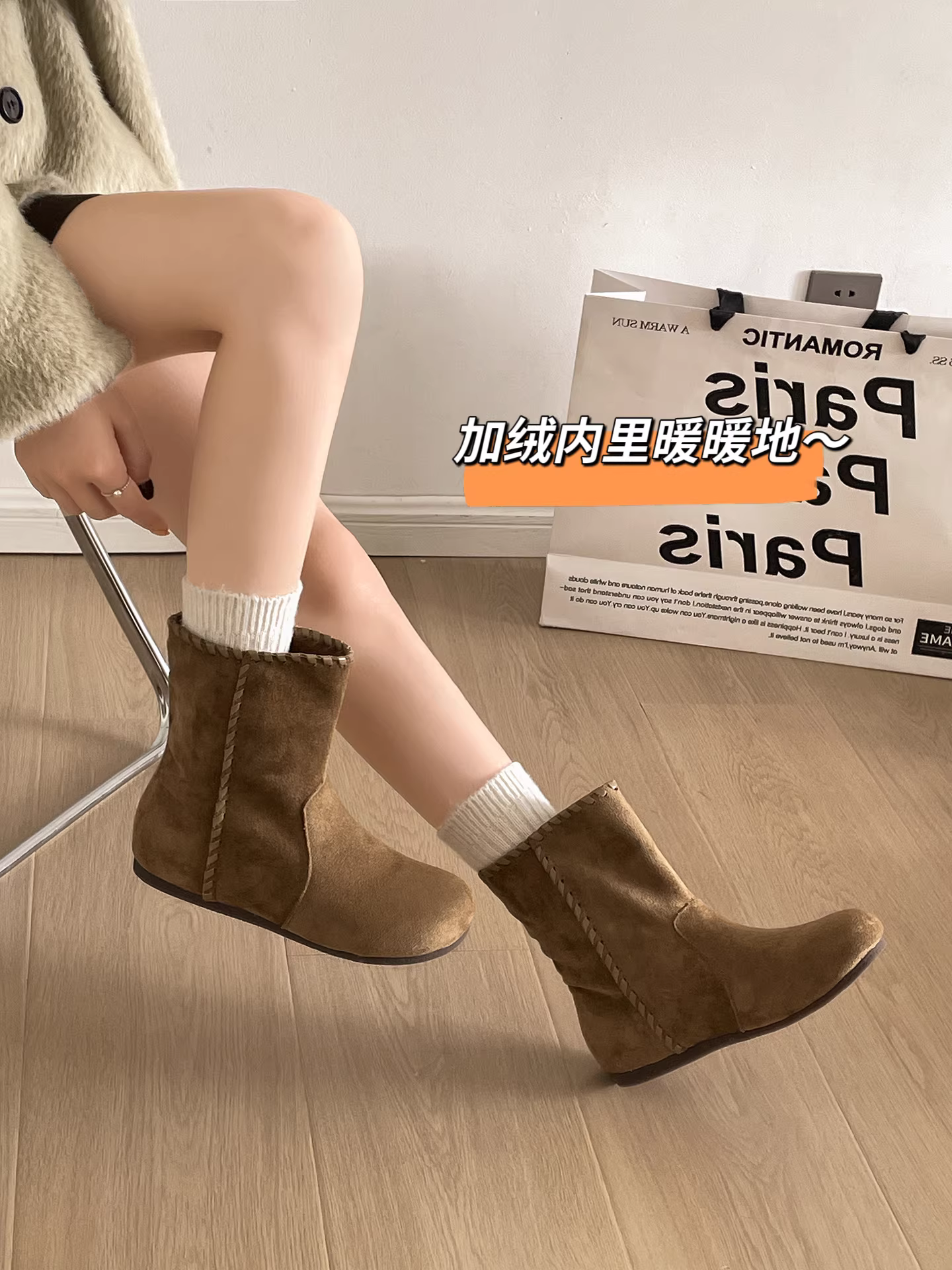 Giày bệt tăng chiều cao Brown Melard dành cho nữ, mẫu mới thu đông 2025, đa năng, đế mềm, kiểu retro, kiểu Birkenstock, cổ ngắn