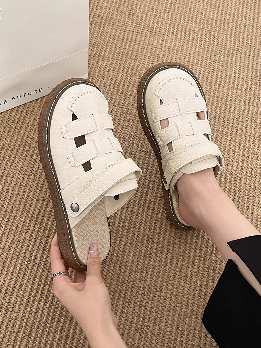 Dép La Mã đế dày nữ Nanzai Nantianbao 2025 Mẫu mới mùa hè đi ngoài trời kiểu nửa kín