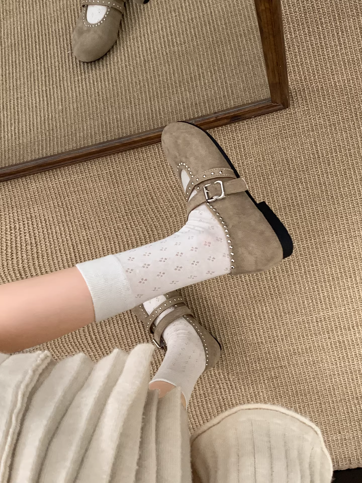 Giày bệt kiểu Pháp cổ điển Nanzai dành cho nữ, mẫu mới Thu 2025, đế mềm, kiểu Mary Jane, phối cùng chân váy