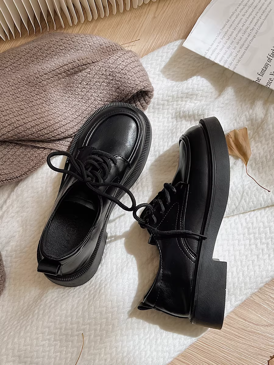 Giày da trắng đế dày nữ kiểu Anh cổ điển mới mùa thu 2025, phong cách Nhật Bản, giày đơn nữ JK