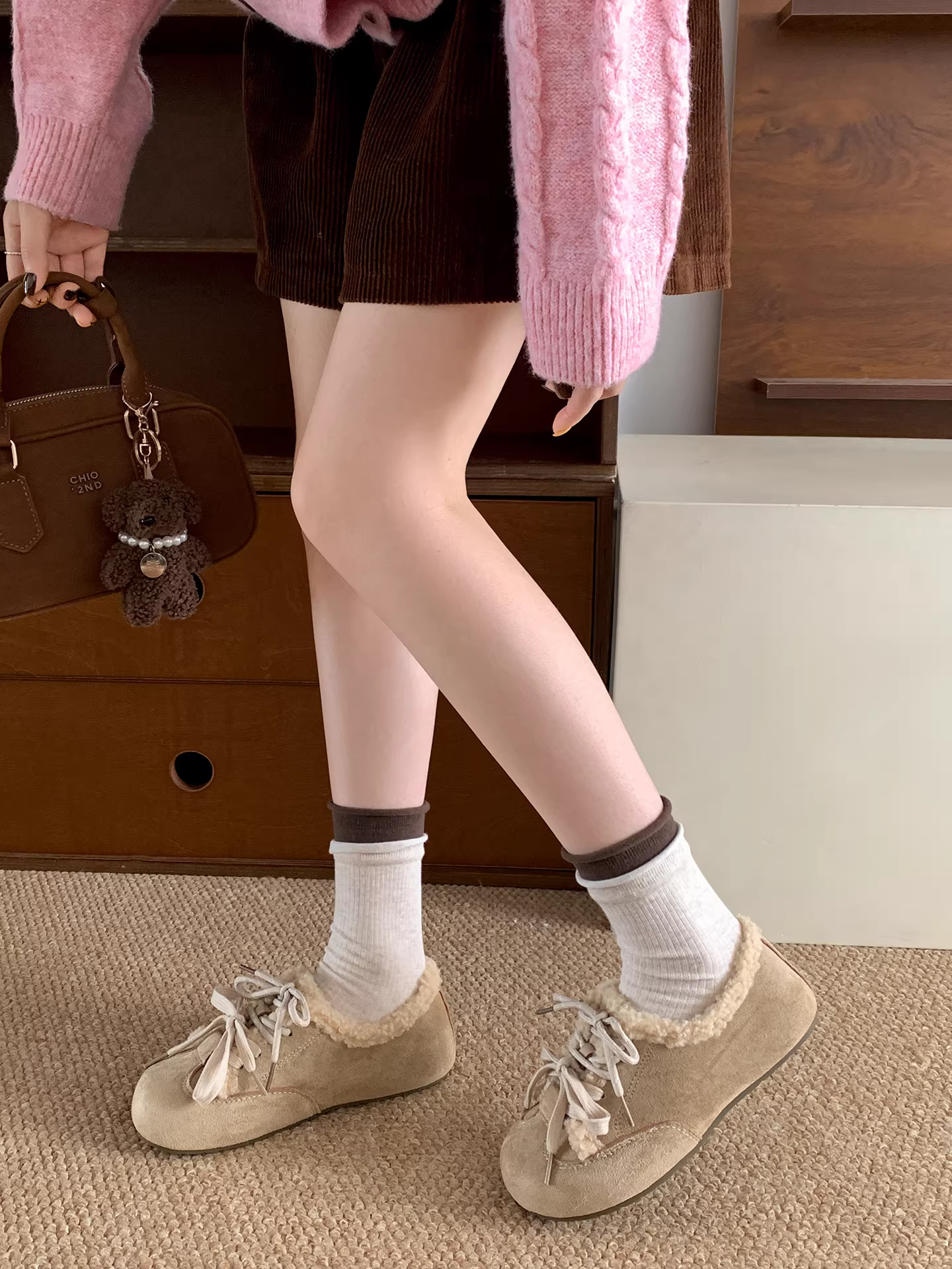 Giày nữ Nanzai kiểu cổ điển đế dày lót lông cừu mùa đông 2025 mới, chống trơn, giữ ấm, kiểu Birkenstock