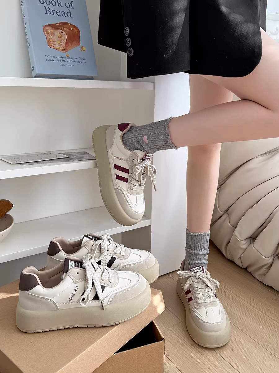 Giày thể thao đế xuồng đa năng, kiểu retro thời thượng dành cho nữ, mẫu mới thu đông 2025, nhẹ và thoải mái