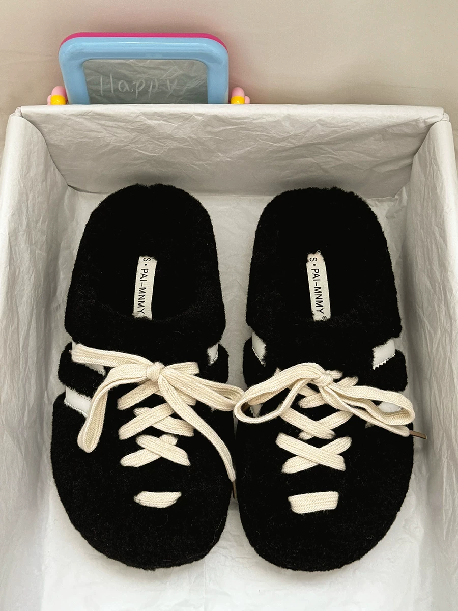 Dép lông đế dày siêu hot dành cho nữ, thích hợp đi ngoài trời, dép bông đế mềm chống trơn, mũi kín, mẫu mới thu đông 2025 bán chạy.