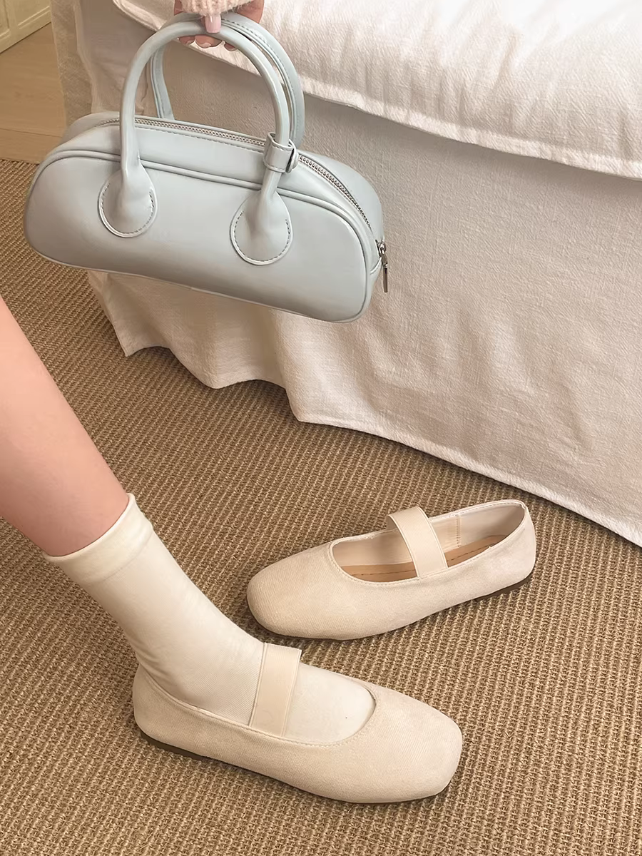 Giày bệt nữ kiểu múa ba lê Pháp cổ điển, đế bằng, mùa thu mới 2025, đa năng, kiểu Mary Jane.