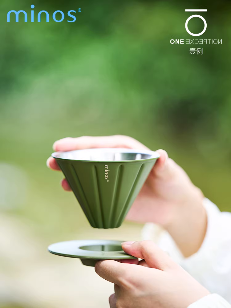 Cốc lọc cà phê thủ công Minos Explore bằng thép không gỉ, kiểu V60, dùng ngoài trời, di động