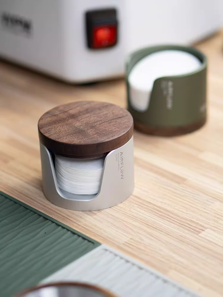 Hộp đựng giấy lọc tròn luồng khí cho tay cầm máy pha cà phê espresso, hộp đựng giấy lọc bột moka chống bụi