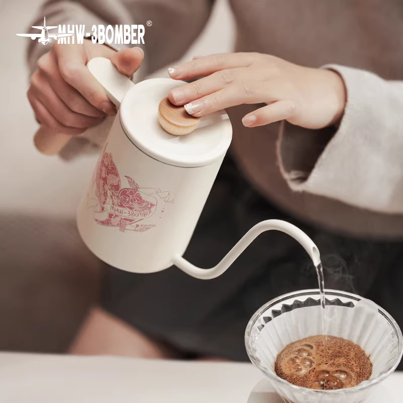 Ấm pha cà phê kiểu Pour-over Bomber MHW Heartbeat Planet, vòi nhỏ, lọc nhỏ giọt, kiểu treo tai.