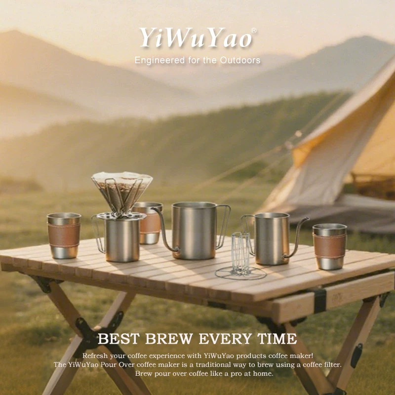 Bộ pha cà phê thủ công ngoài trời Yiyu Yao dành cho cắm trại và du lịch, cốc lọc V60, ấm pha cà phê thủ công, kiểu lọc nhỏ giọt, tương tự như DRIVER
