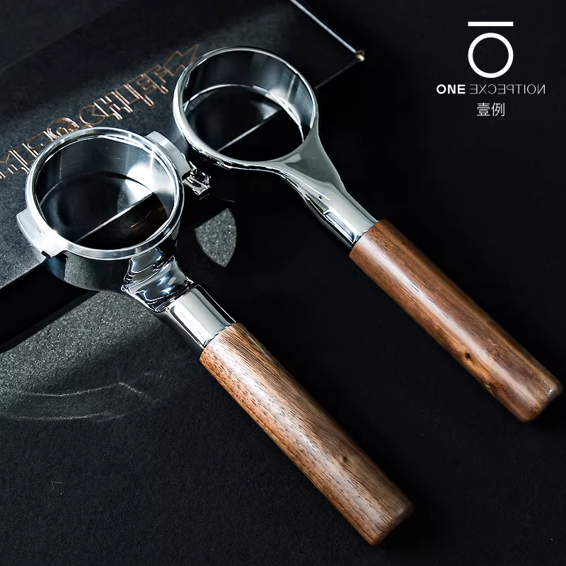 Phễu lọc cà phê espresso đa năng E61 bằng gỗ óc chó 58mm, kiểu dáng độc đáo, chất lượng cao