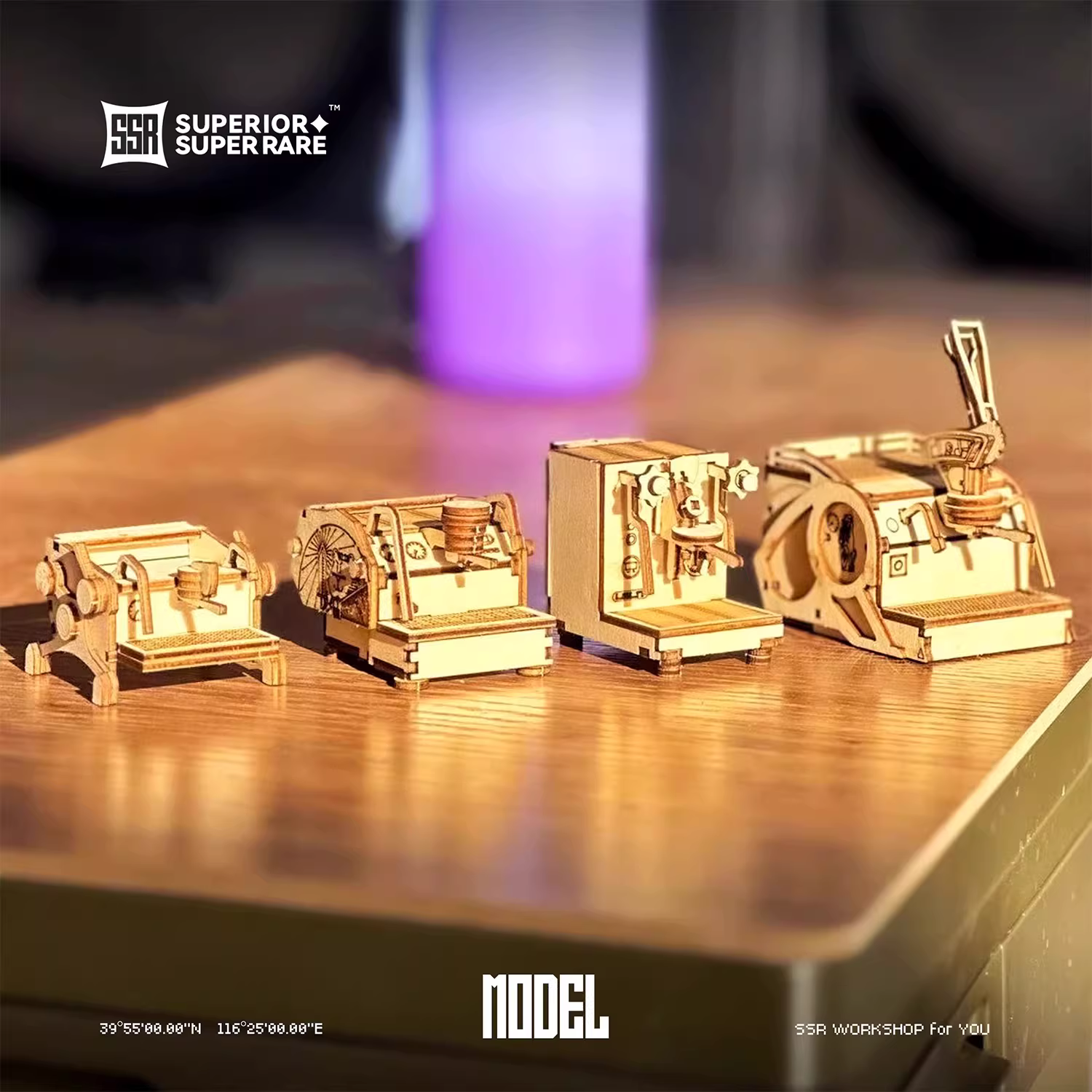 Máy pha cà phê SSR mô hình lắp ráp bằng gỗ DIY, đồ chơi lắp ráp, thiết bị pha cà phê GS3 Spicy Mom Slayer LELIT Leva