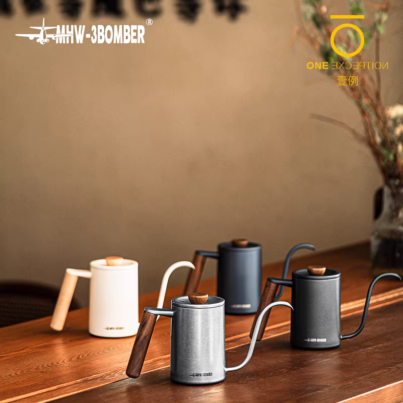 Ấm pha cà phê kiểu Pour-over Bomber MHW, ấm pha cà phê gia dụng kiểu nhỏ giọt bằng thép không gỉ, miệng nhỏ, dùng để pha cà phê kiểu treo tai.